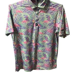 Bad Birdie Tropical Flamingo Polo Shirt